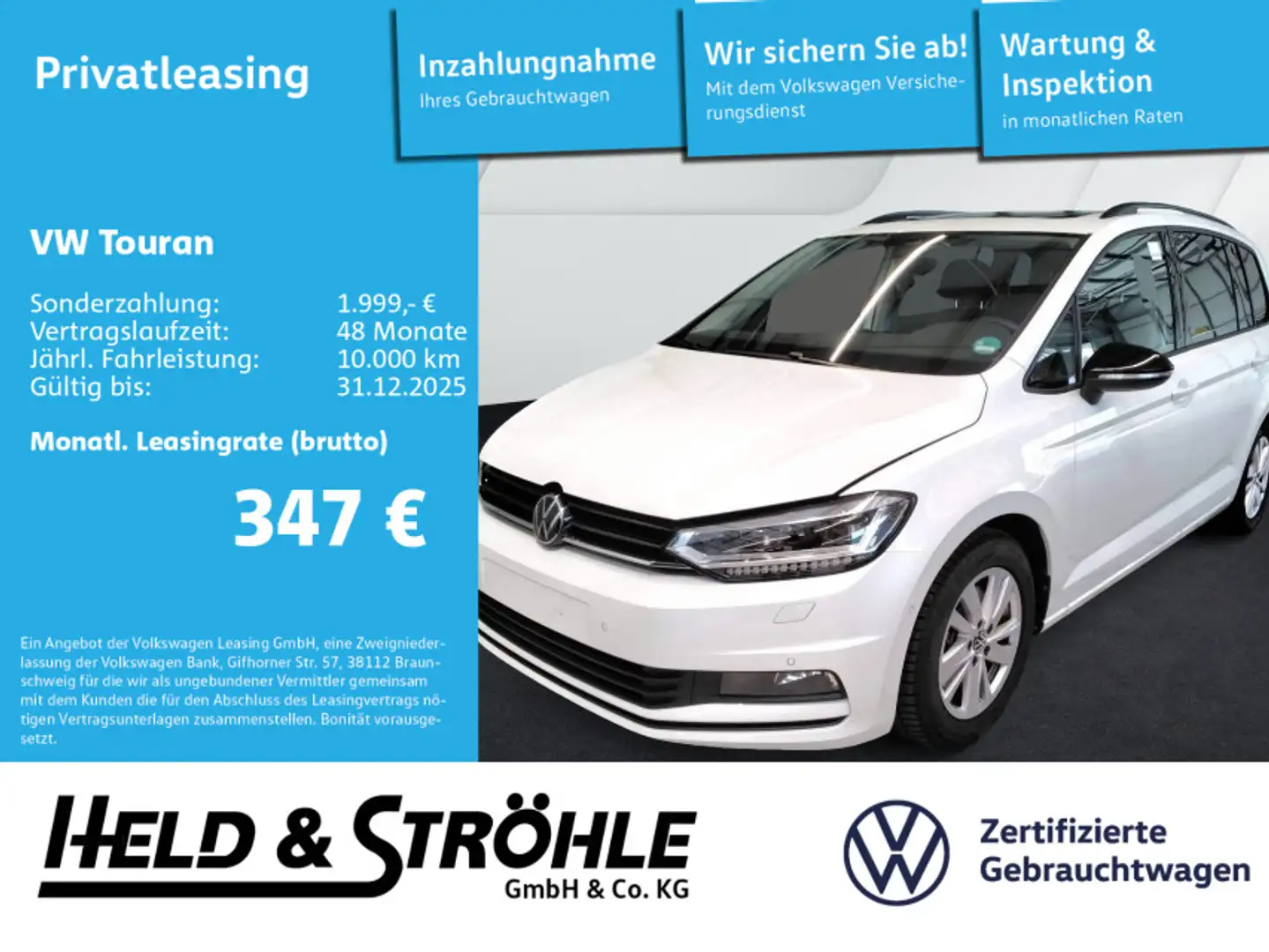 Volkswagen Touran Highline Black Style 1.5TSI DSG PANO STHZ Weiß - 1
