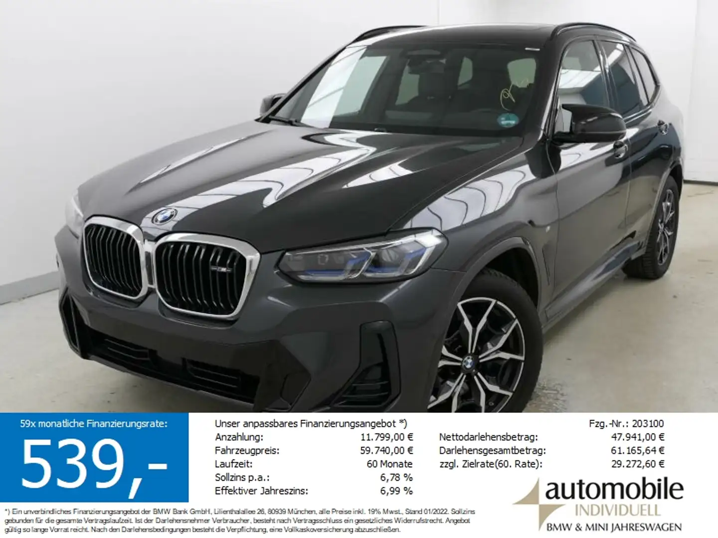 BMW X3 M 40i A Laser ACC AHK HuD DAB H&K Standheizung Grau - 1