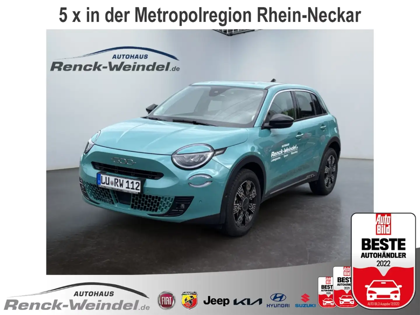 Fiat 600 1.2 Soundsystem LED ACC Apple CarPlay Android Auto Blau - 1