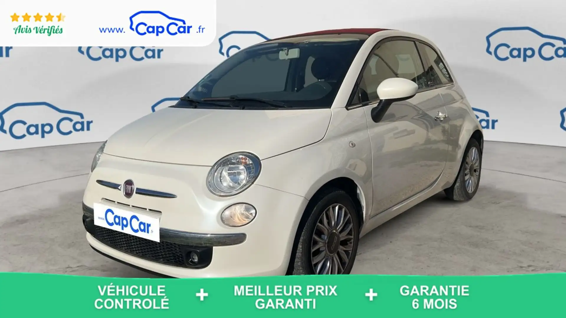 Fiat 500C 1.2 69 Lounge - Automatique Toit ouvrant Blanc - 1