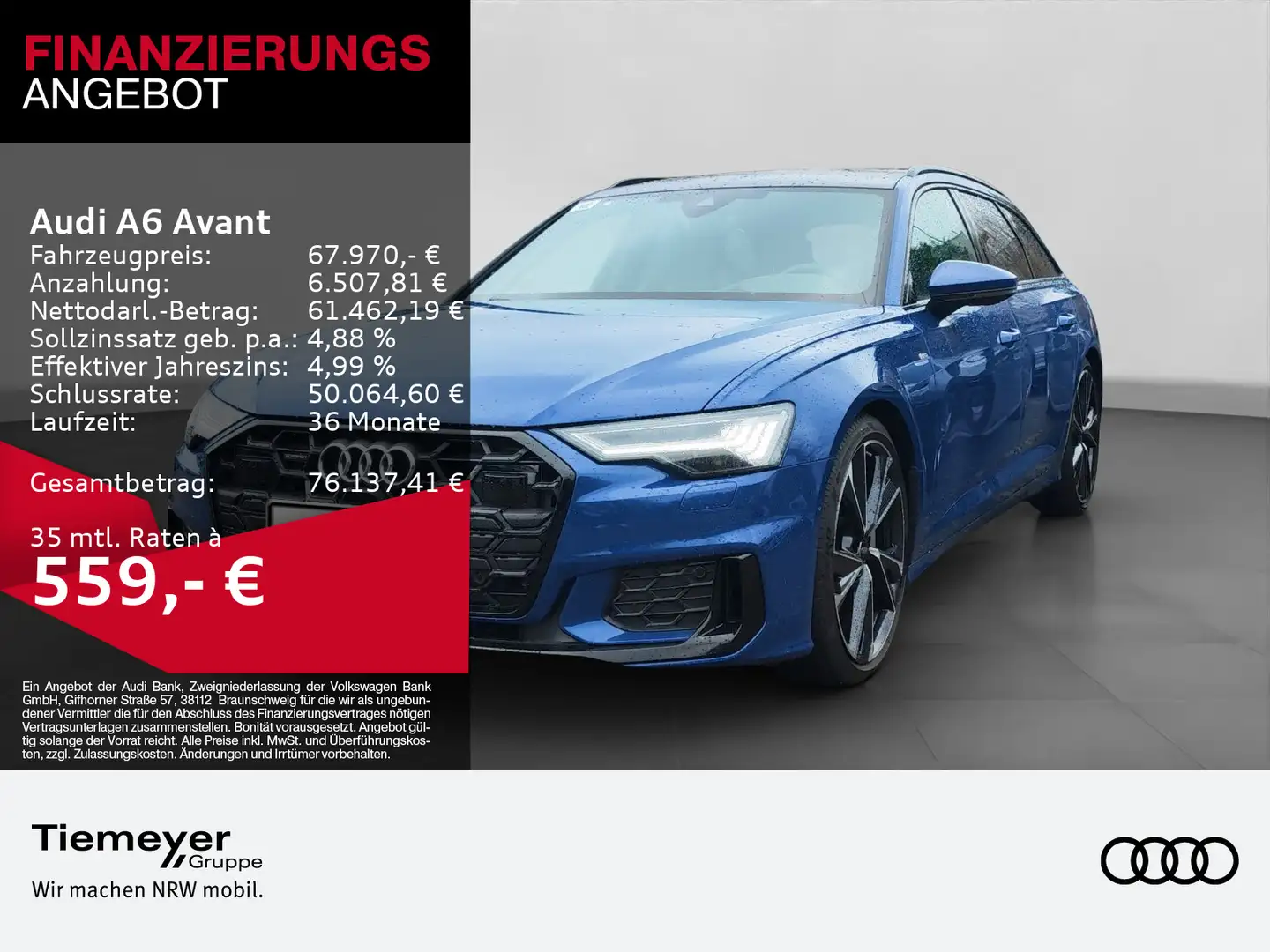 Audi A6 50 TDI Q 2x S LINE NP108 S-SITZE LM21 P Blau - 1