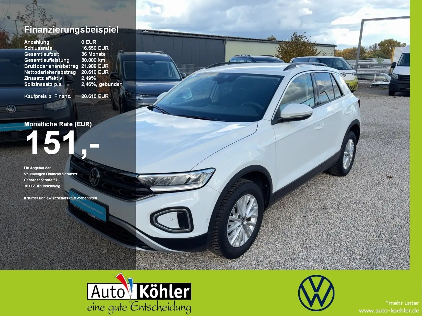 Volkswagen T-Roc Life TSi CarPlay+LED+Navi+Virt+PDC Weiß - 1