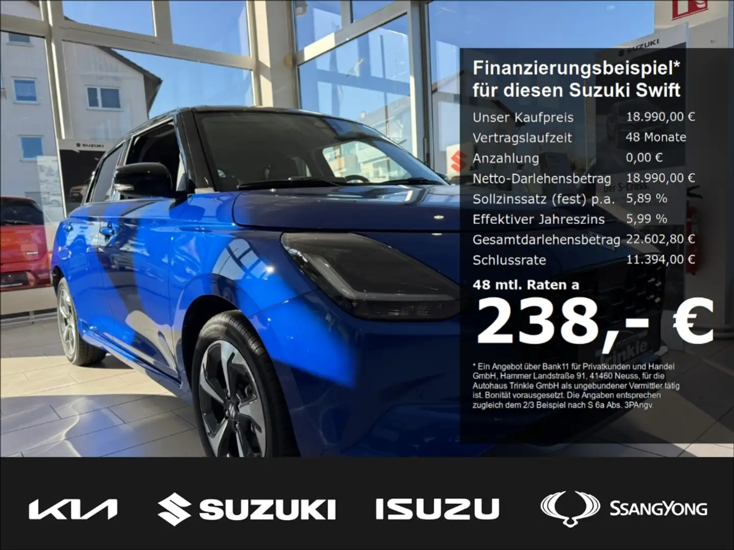Suzuki Swift MJ24 Comfort+ Hybrid LED DAB SHZ Keyless Entry Key Blau - 1