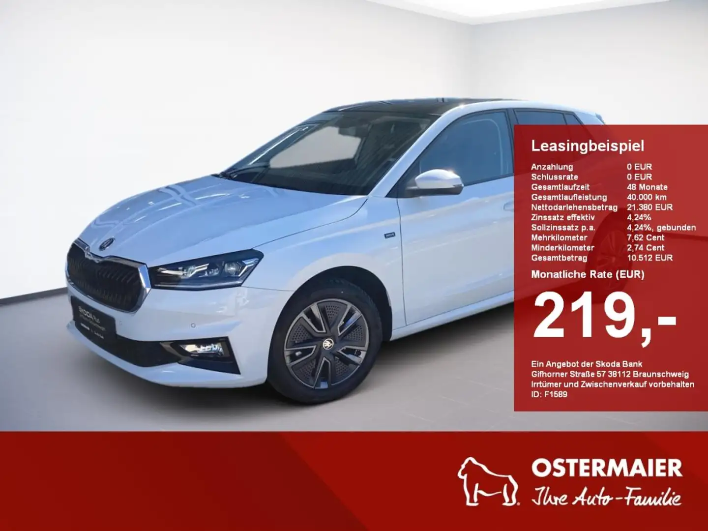 Skoda Fabia Drive 1.0TSI DSG.NAVI.FernA.ViCo.PANO.KAM.LED.ACC. Weiß - 1