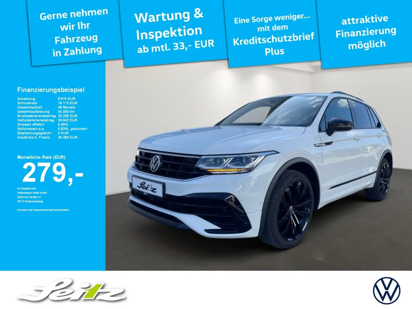 Volkswagen Tiguan 2.0 TDI 4M R-Line *AHK*PANO*STANDH* Wit - 1