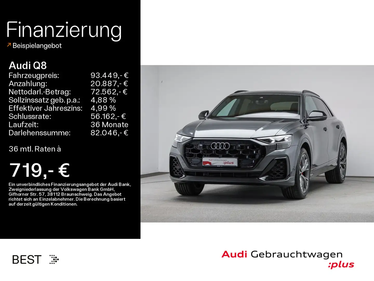 Audi Q8 60 TFSIe quattro S-LINE*PANO*AHK*HUD*LEDER*HD Grau - 1