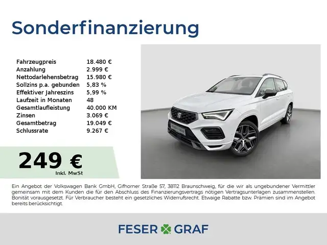 SEAT Ateca TDI DSG FR ACC LED Navi BeatsAudio AHK 19"