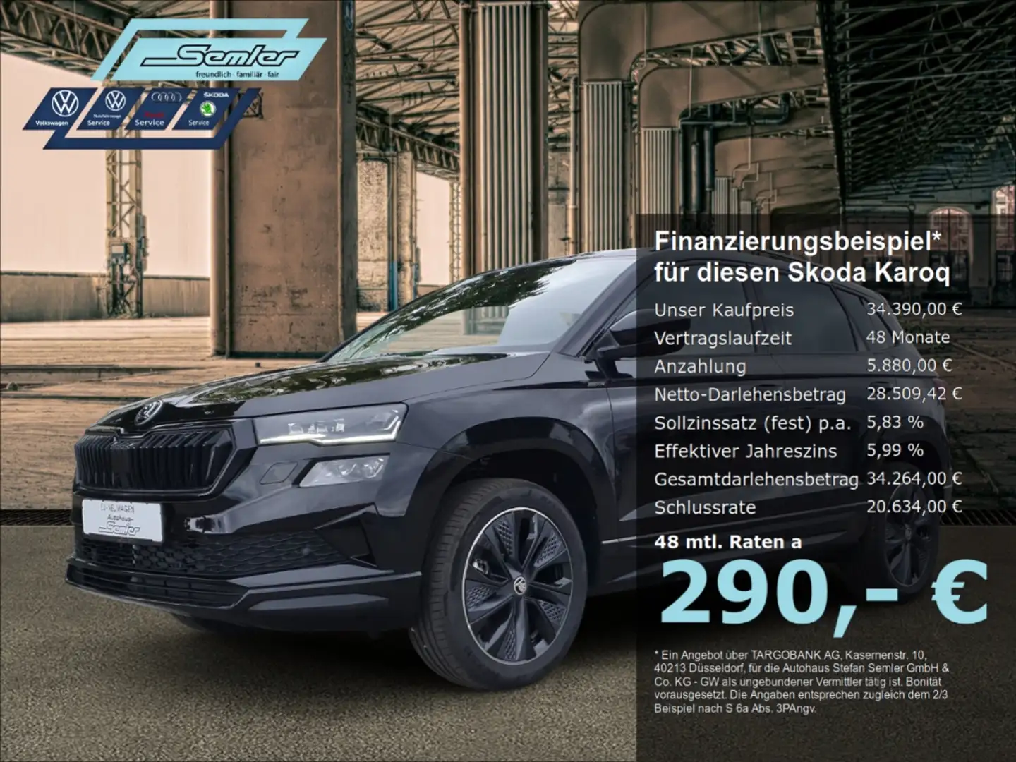 Skoda Karoq Sportline 1.5 TSI DSG KESSY V-COCK NAVI Zwart - 1