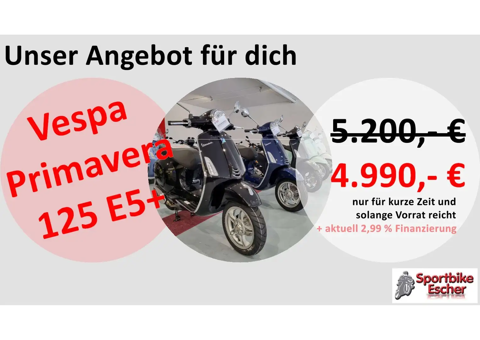 Vespa Primavera 125 E5+ Neufahrzeug ! Aktionspreis ! Blanco - 1