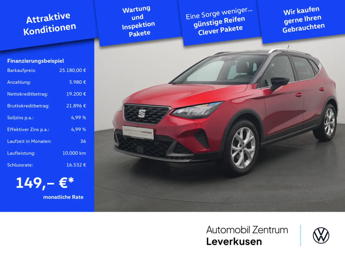 SEAT Arona FR DSG VIRT LED AHK NAVI KAM SHZ ACC PD Rot - 1