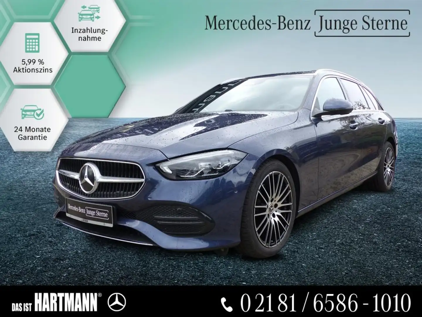 Mercedes-Benz C 200 d T AVANTGARDE+MEMORY+R.KAM+AMBIENTE+TOTWIN Blu/Azzurro - 1