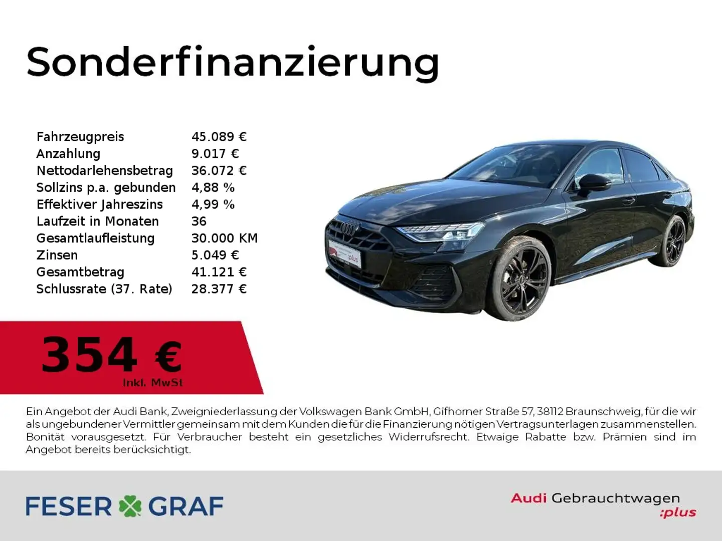 Audi A3 Limousine 35TFSI S line Navi+/VC+/Kamera/SHZ/ACC Schwarz - 1