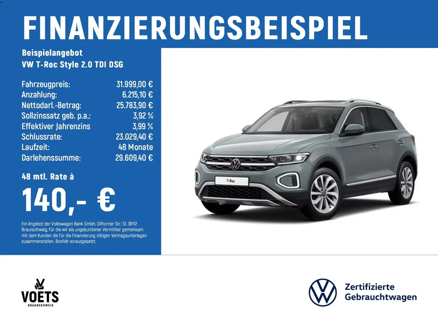 Volkswagen T-Roc Style 2.0 TDI DSG MATRIX-PANO+RearView+AHK Blau - 2