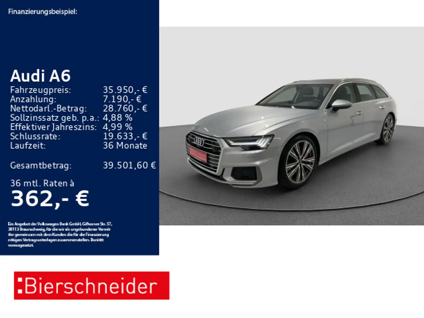 Audi A6 Av 55 TFSI e qu S-Line AHK MATRIX B&O ACC 360 Argento - 1