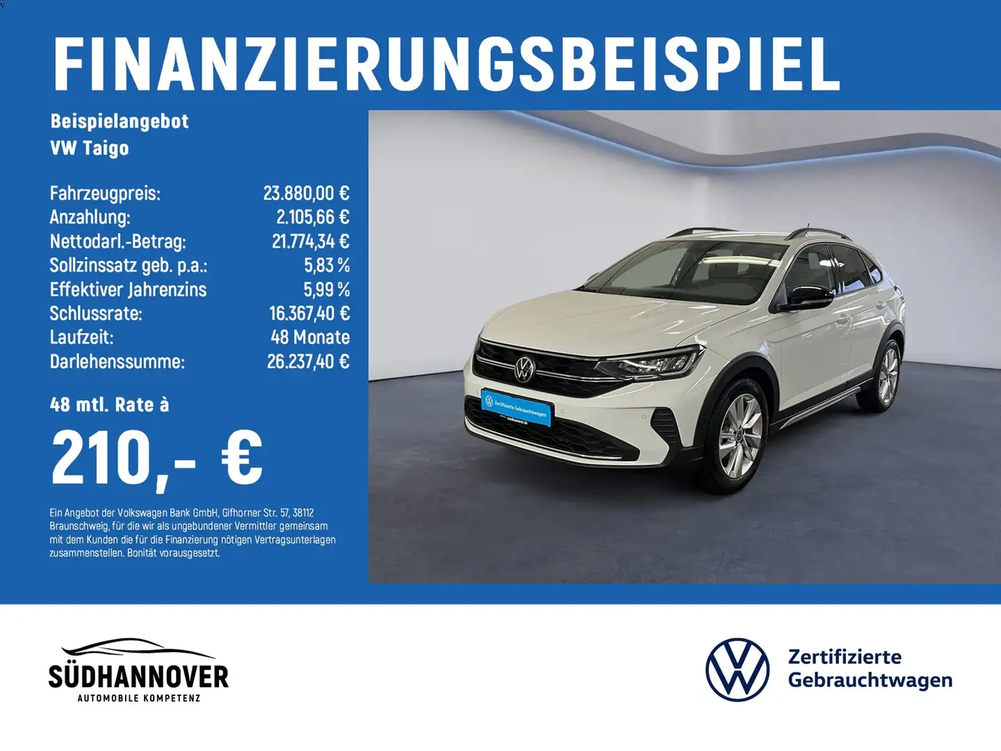 Volkswagen Taigo Goal 1.0 TSI AHK+NAVI+LED+SHZ+KAMERA Weiß - 2