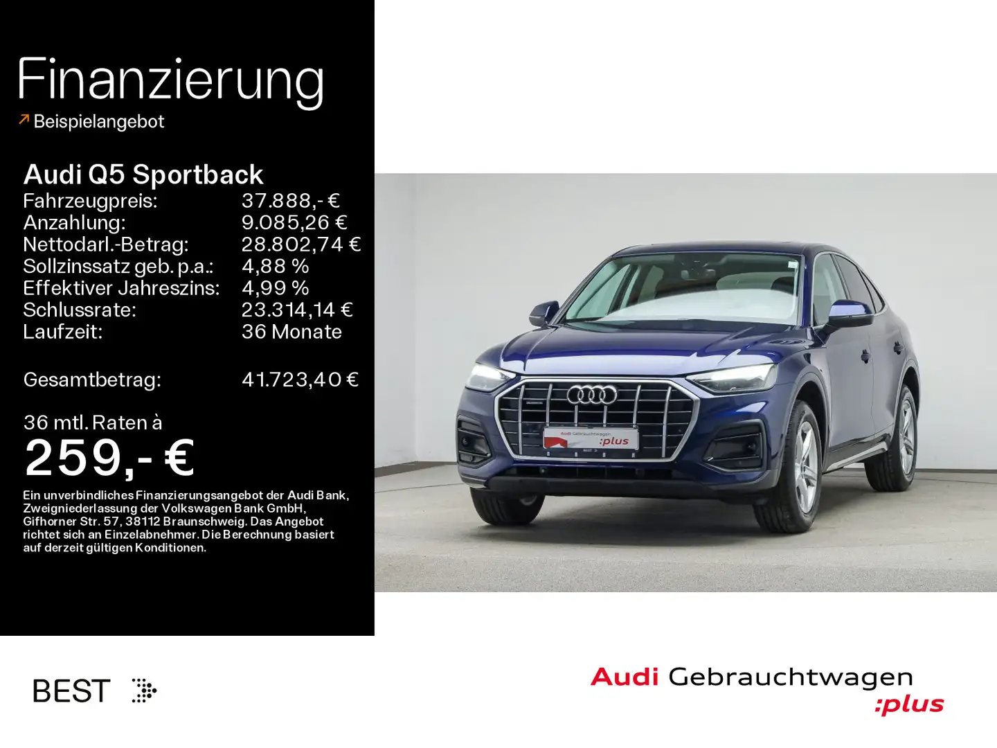 Audi Q5 advanced 40 TDI qu. Pano*Tour*Kamer Blau - 1
