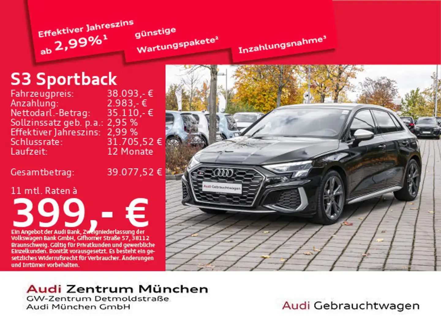 Audi S3 TFSI S tronic Navi+/Virtual Schwarz - 1