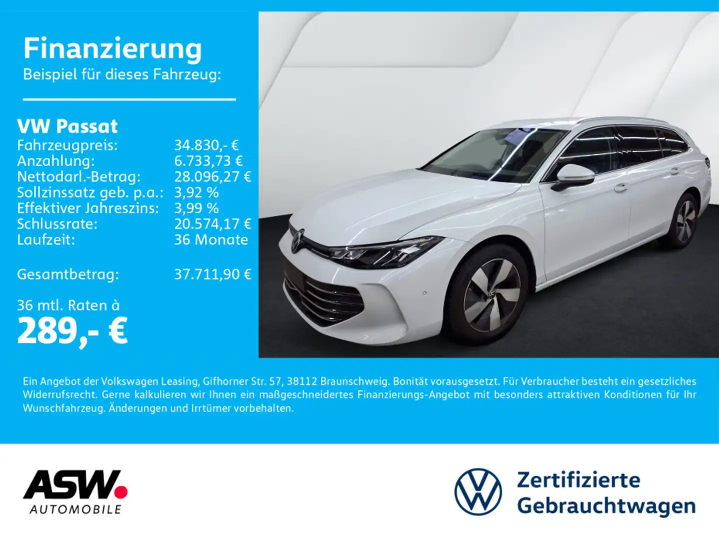 Volkswagen Passat Business 2.0TDI DSG LED Navi 360° ACC AHK Weiß - 1