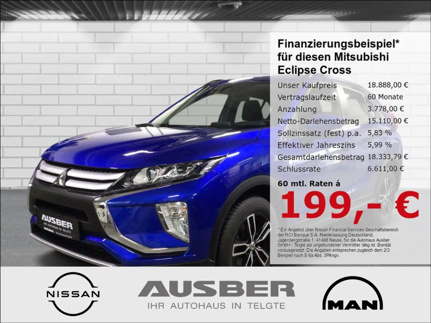 Mitsubishi Eclipse Cross Diamant Edition 2WD Android Auto Apple CarPlay ink Blau - 1