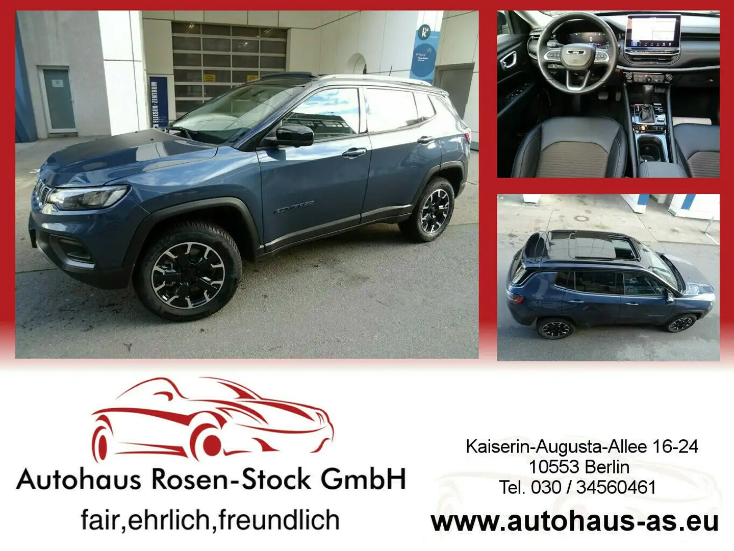 Jeep Compass 1,3 T4 4xePlugin Autom,360°,AHK,Panorama Blauw - 1