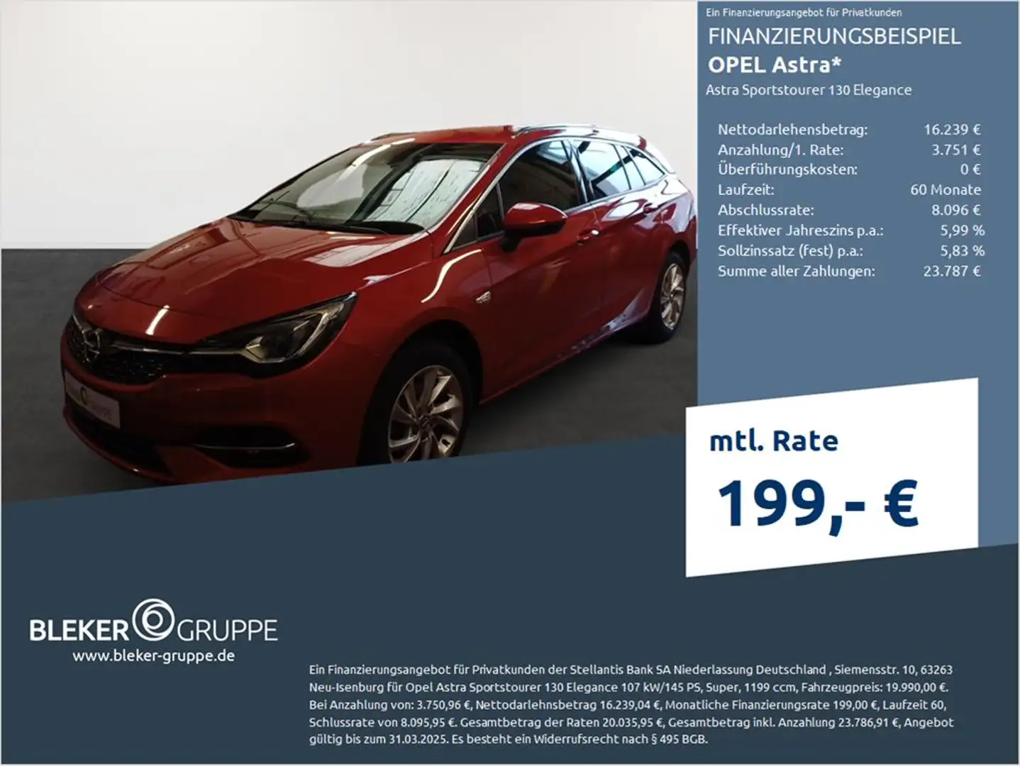Opel Astra Sportstourer 145 Elegance Rot - 1