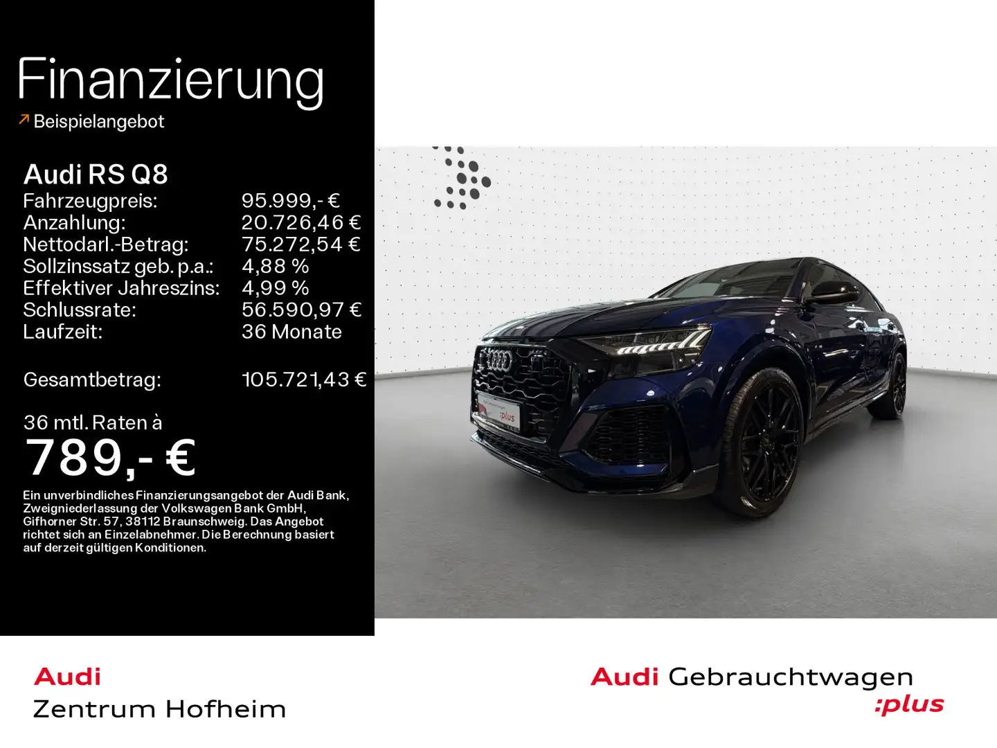 Audi RS Q8 4.0 TFSI qu tip*Air*B&O*Pano*Matrix*Virtua Blau - 1