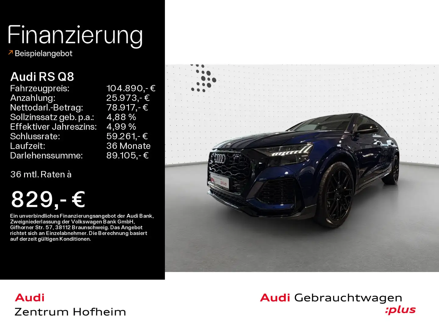 Audi RS Q8 4.0 TFSI qu tip*Air*B&O*Pano*Matrix*Virtua Blau - 1