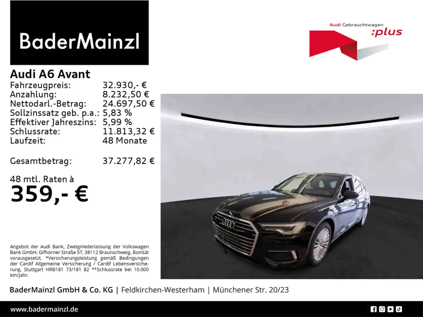Audi A6 40 TDI Pano Leder Matrix MagnRide 360° Schwarz - 1