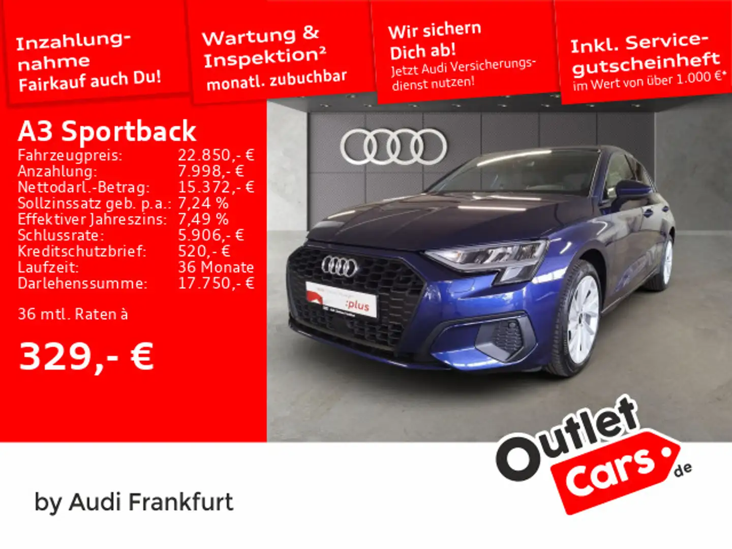 Audi A3 30 TDI LED AHK DAB Tempomat Blau - 1