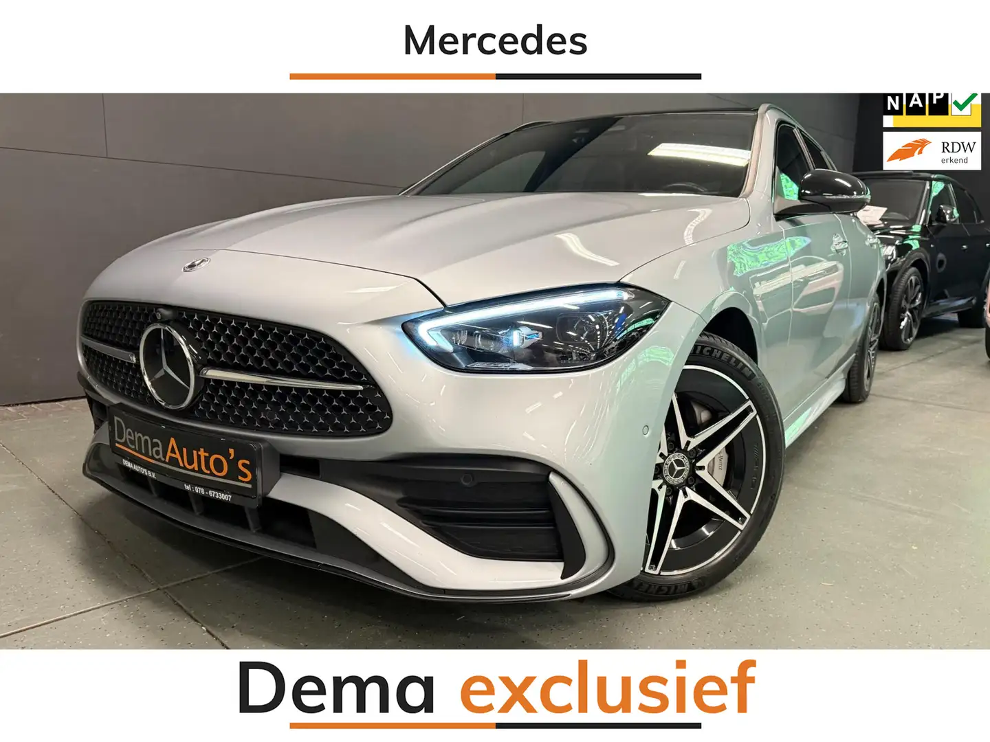 Mercedes-Benz C 300 Estate e AMG Line PANO/BURMESTER/LEDER/DAB/CAM/STO Zilver - 1
