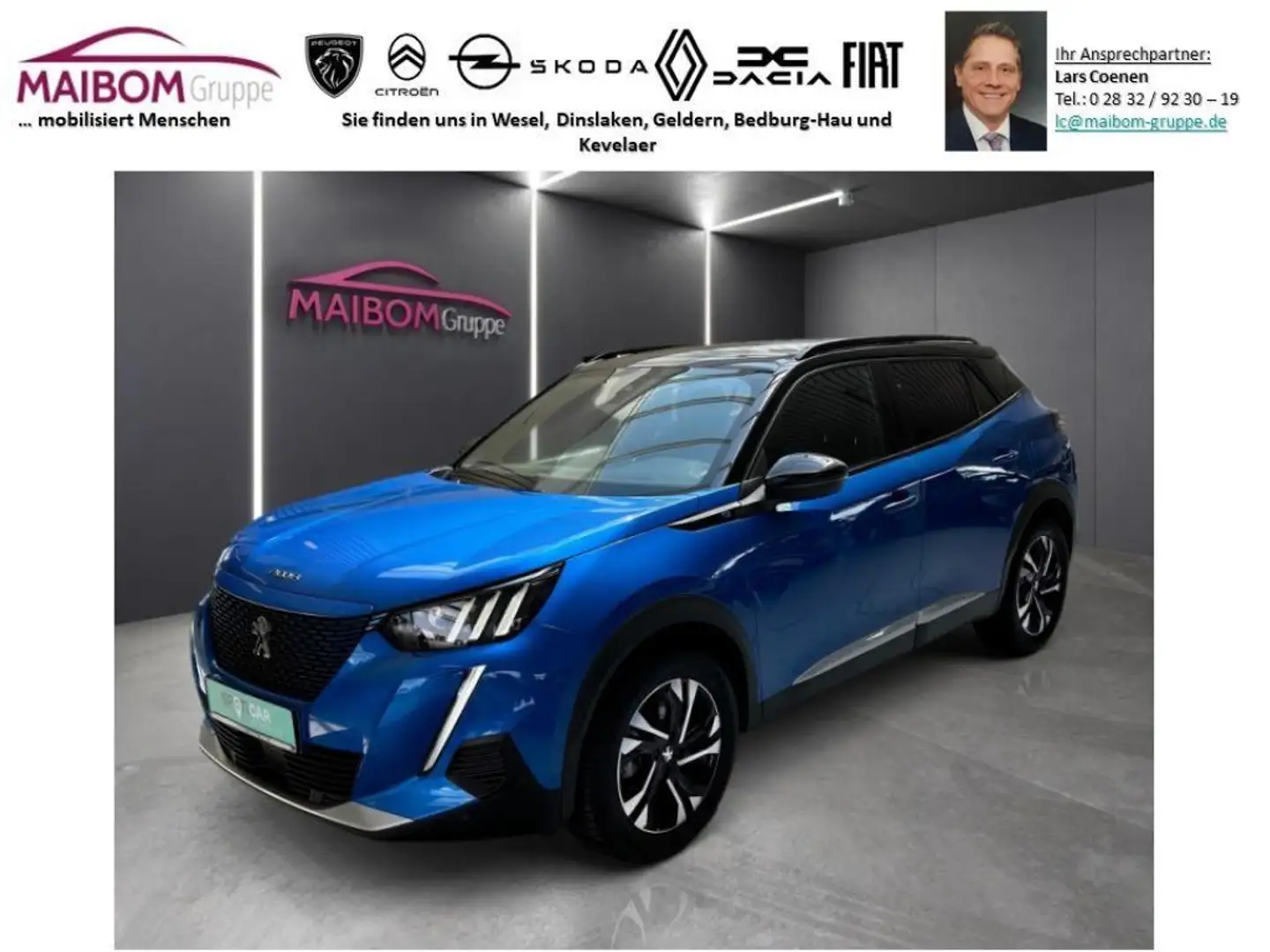 Peugeot e-2008 2008 Elektro GT+SHZ+Rückfahrkamera Blau - 1