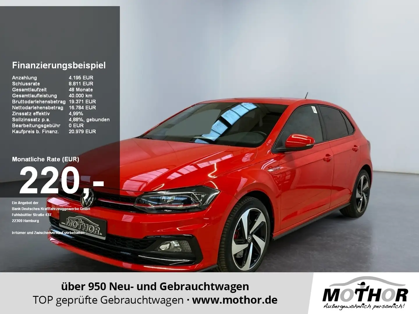 Volkswagen Polo VI 2.0 TSI GTI SpurH ACC LED 2xKlima Rood - 1