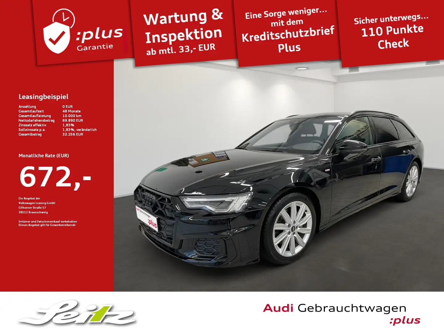 Audi A6 Avant 50 TDI quattro S line *AHK*HEAD-UP*MATRIX* Schwarz - 1