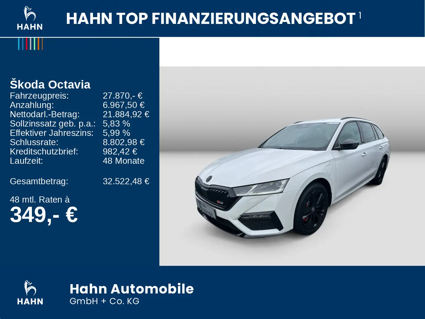 Skoda Octavia Combi 1.4TSI iV DSG RS Matrix AHK APP-Co Weiß - 2