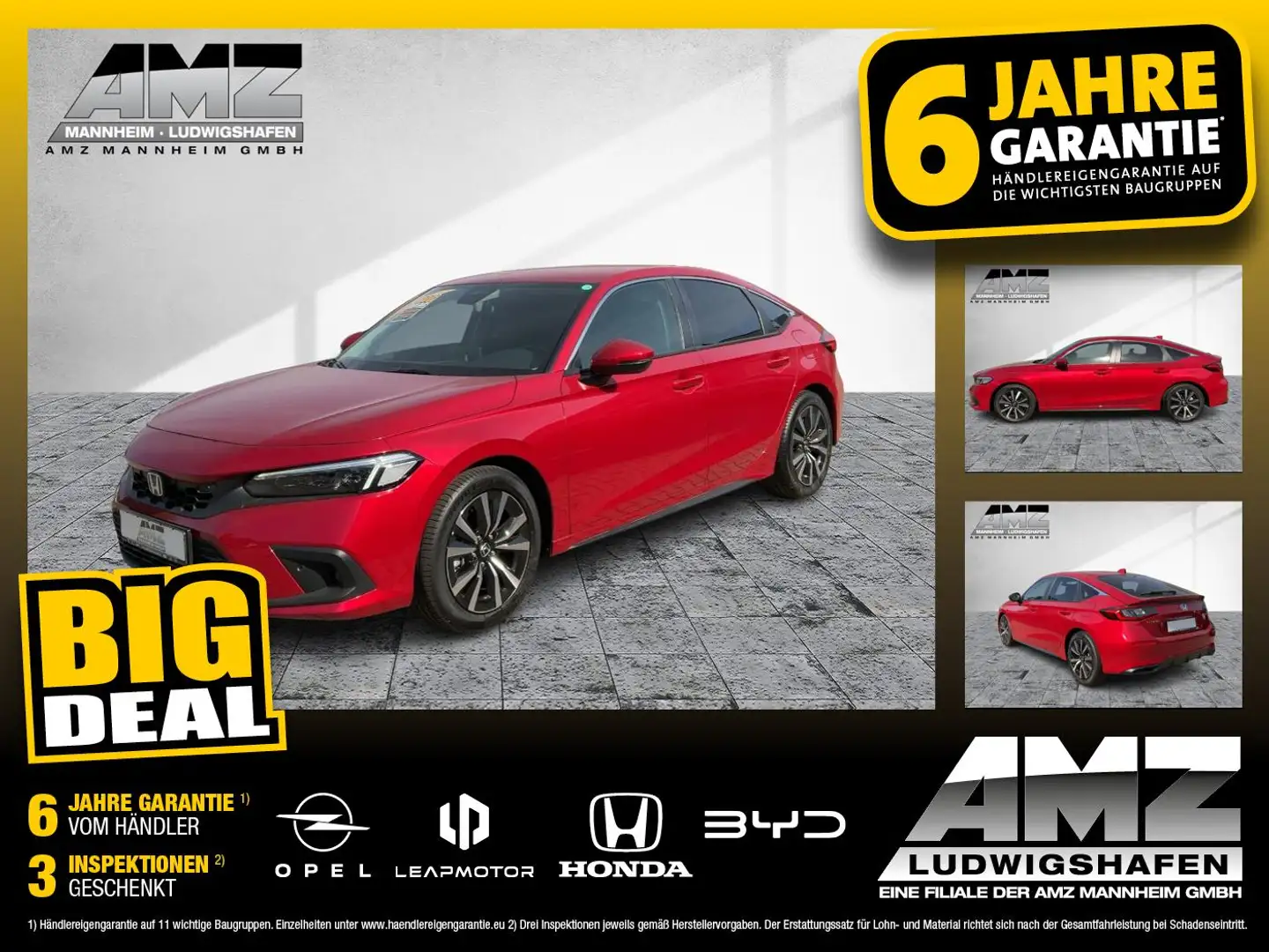 Honda Civic 2.0 i-MMD e:HEV Elegance ACC+LED+Navi+SHZ Rot - 1