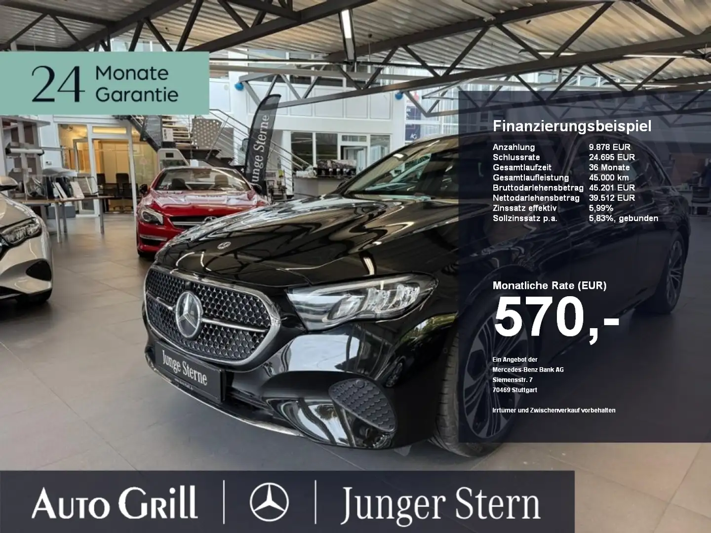 Mercedes-Benz E 220 T d 4M Avantgarde Pano AHK Distronic 19Zol Zwart - 1