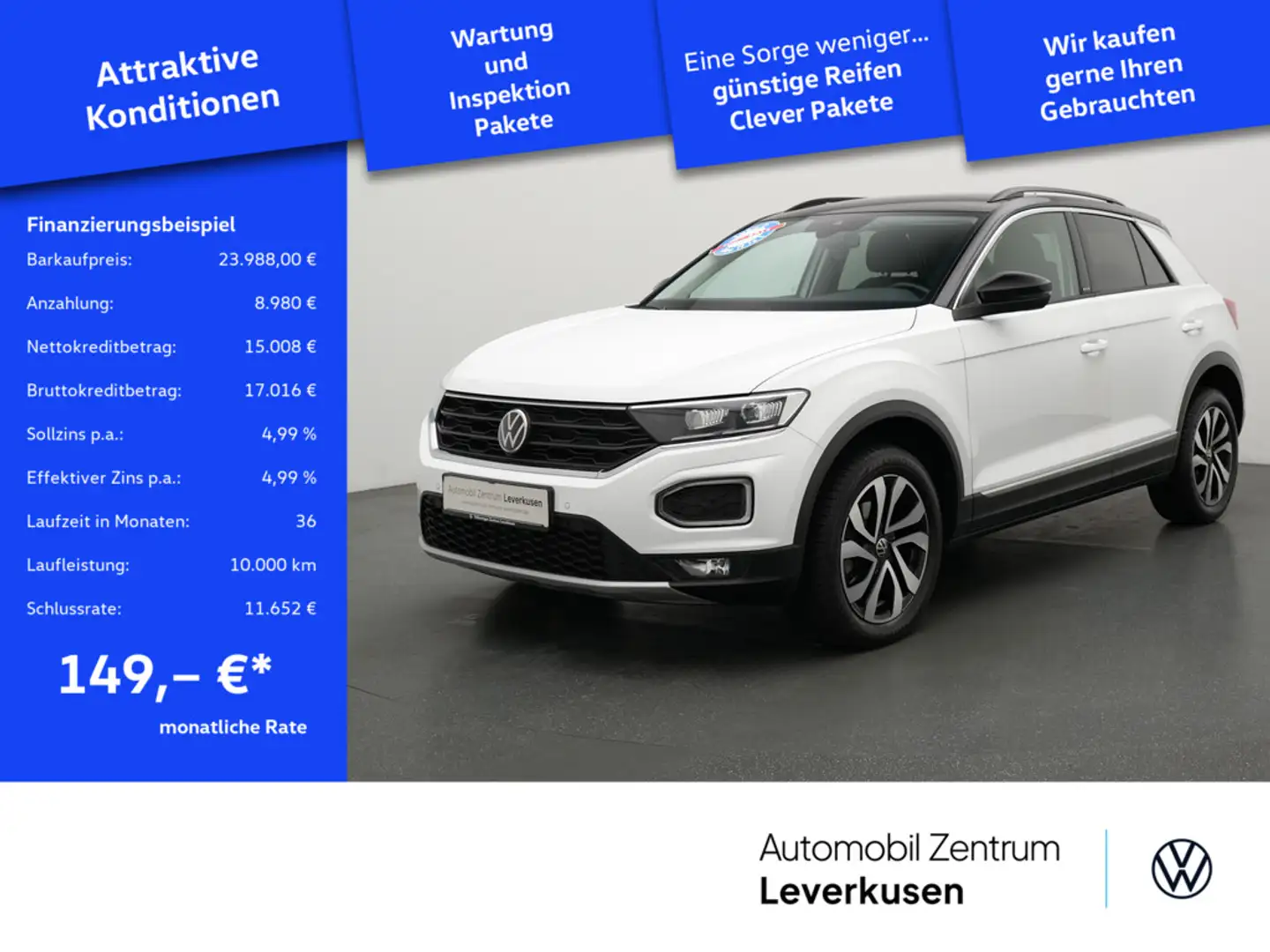 Volkswagen T-Roc Active DSG ACC KAM SHZ PDC Weiß - 1