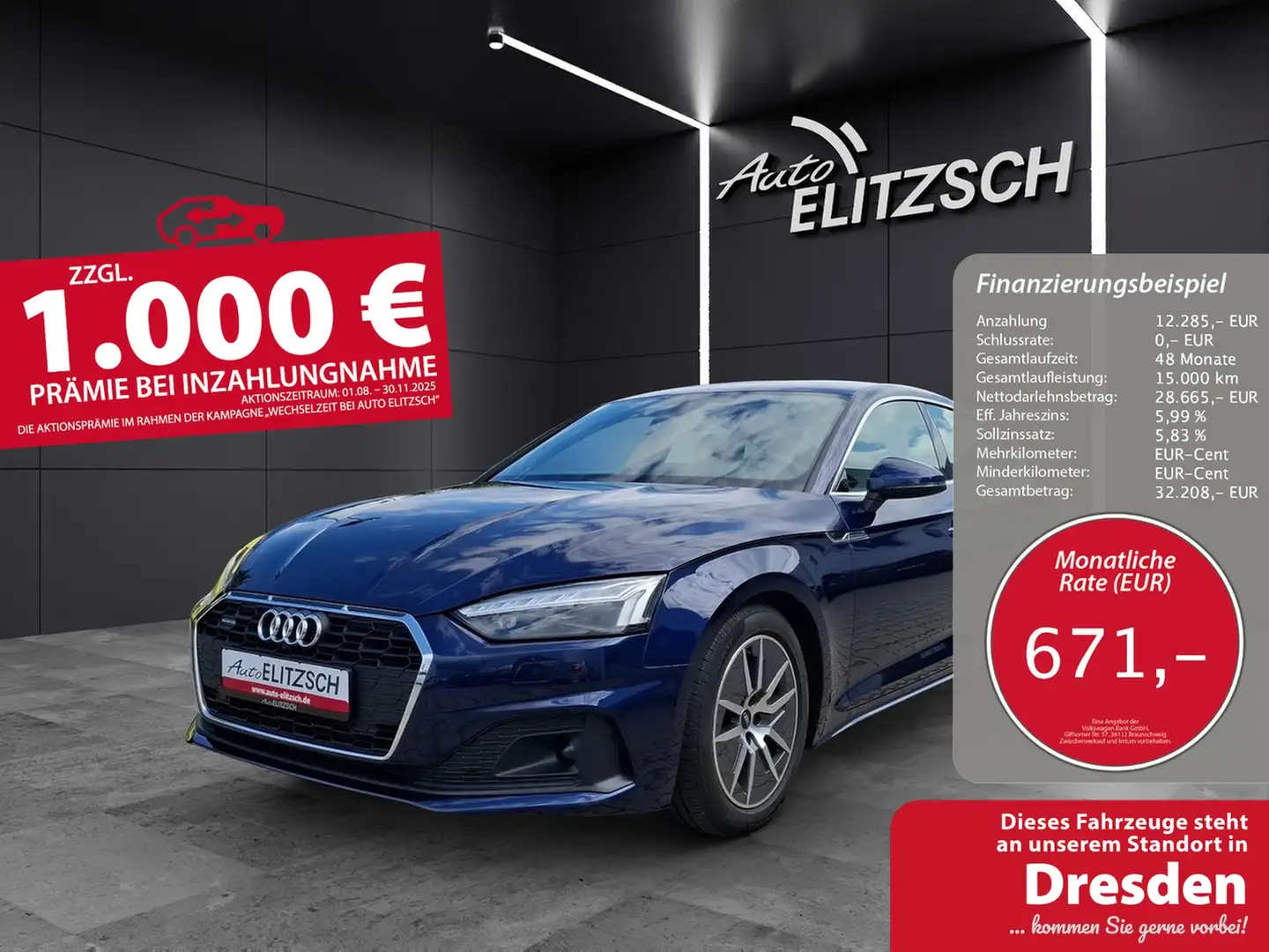 Audi A5 Sportback 50 TDI quattro STH Matrix AHK Navi AV... Blau - 1