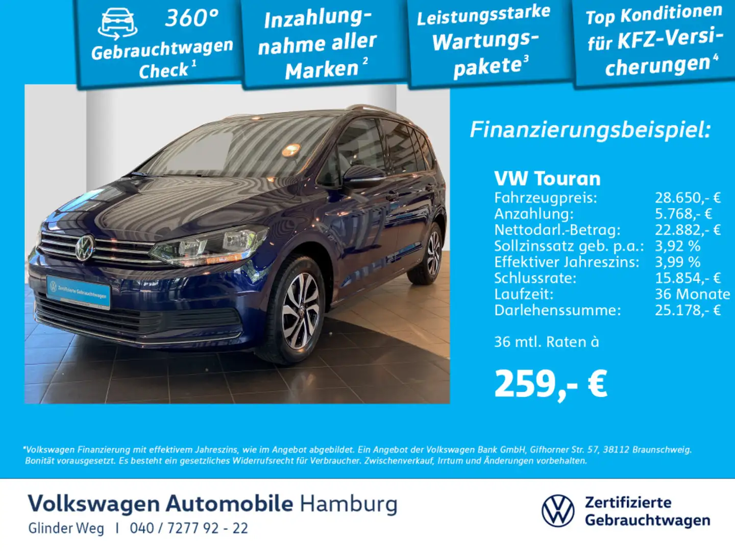 Volkswagen Touran 1.5 TSI DSG Active Standheizung Ganzjahre Bleu - 1