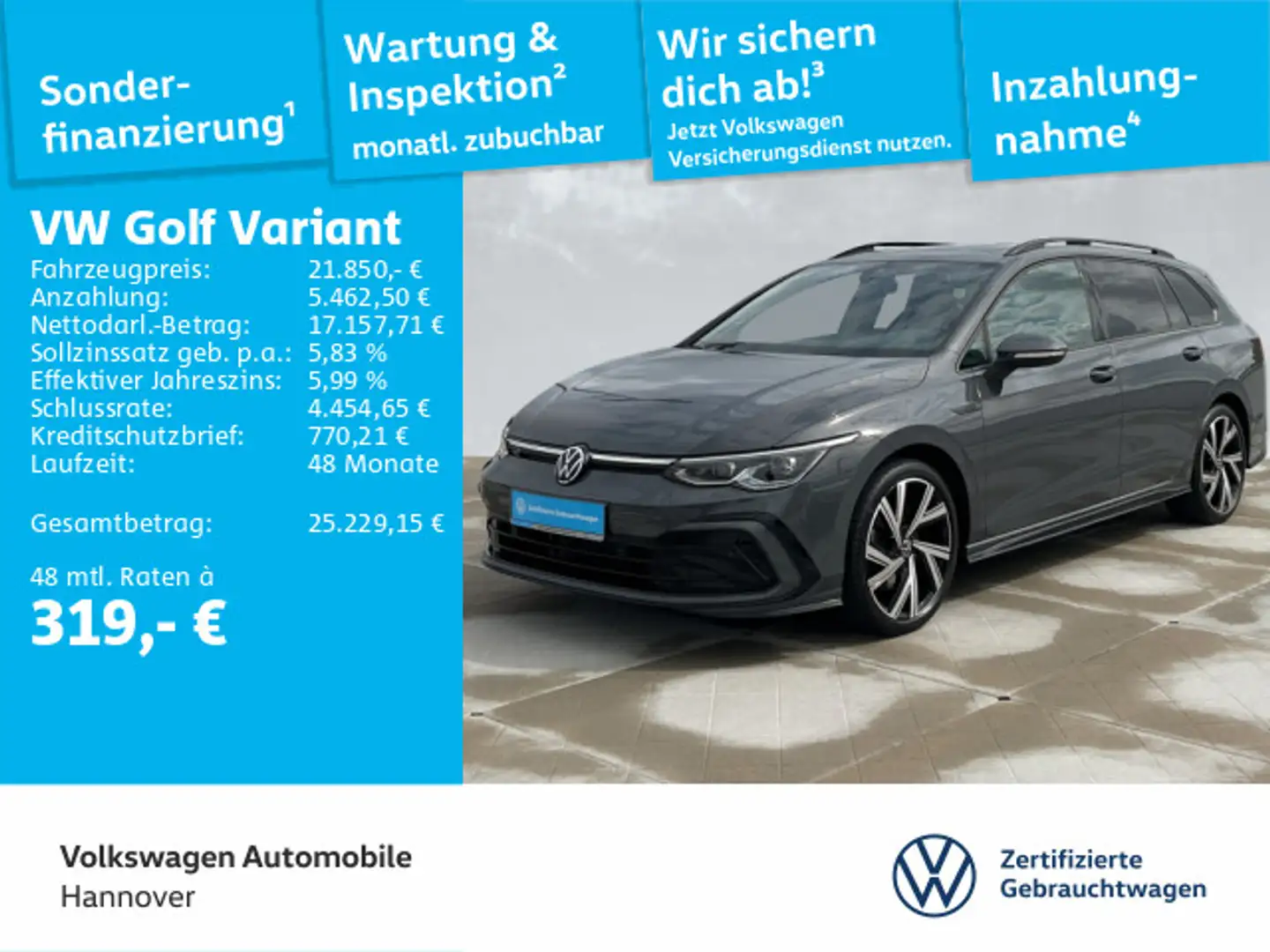 Volkswagen Golf Variant Golf VIII Variant 1.5 TSI R-Line Navi Pano LED K Grau - 1