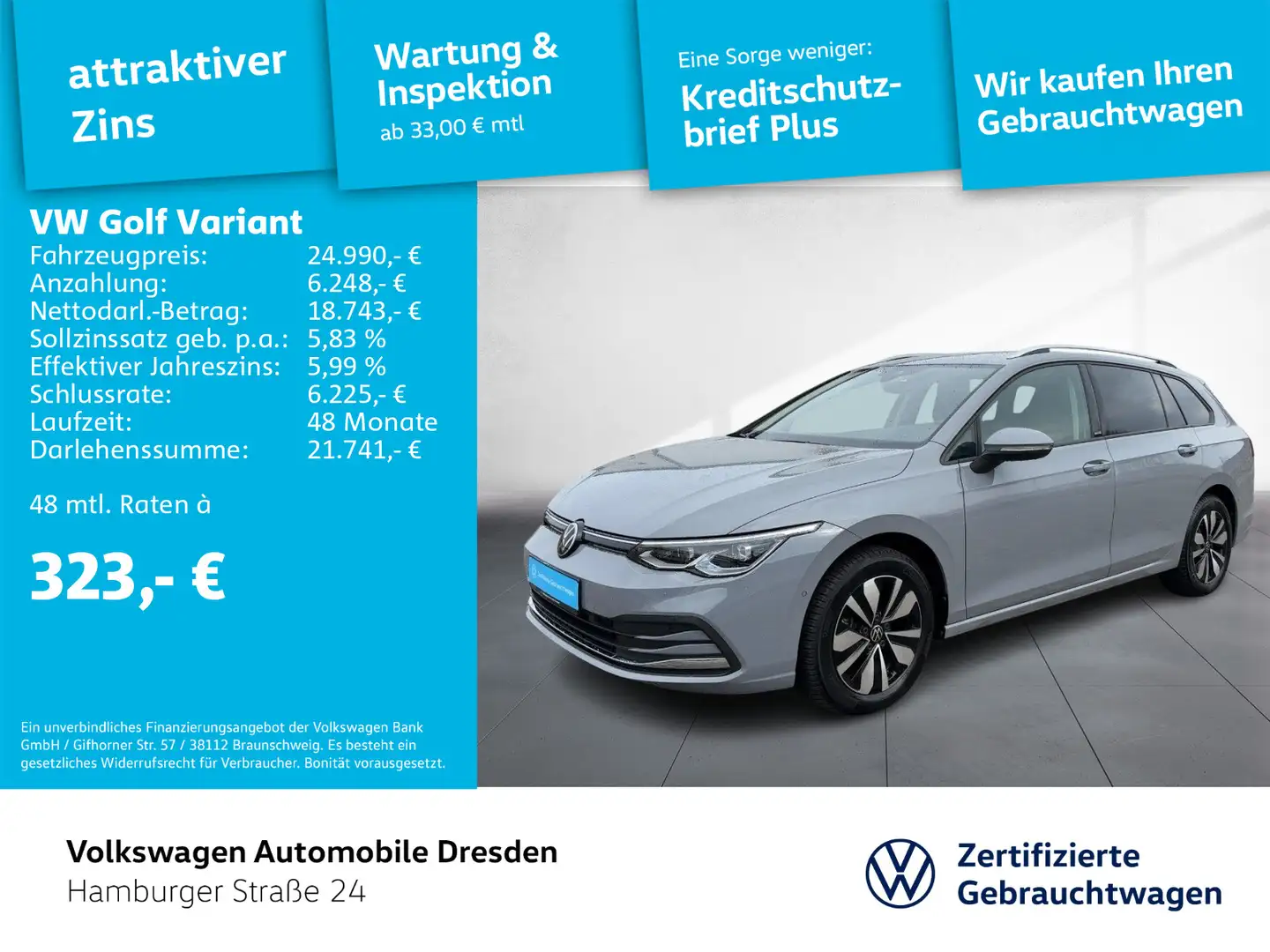Volkswagen Golf Variant Golf VIII Variant Life 2.0 TDI PDC LED LANE ACC Grijs - 1