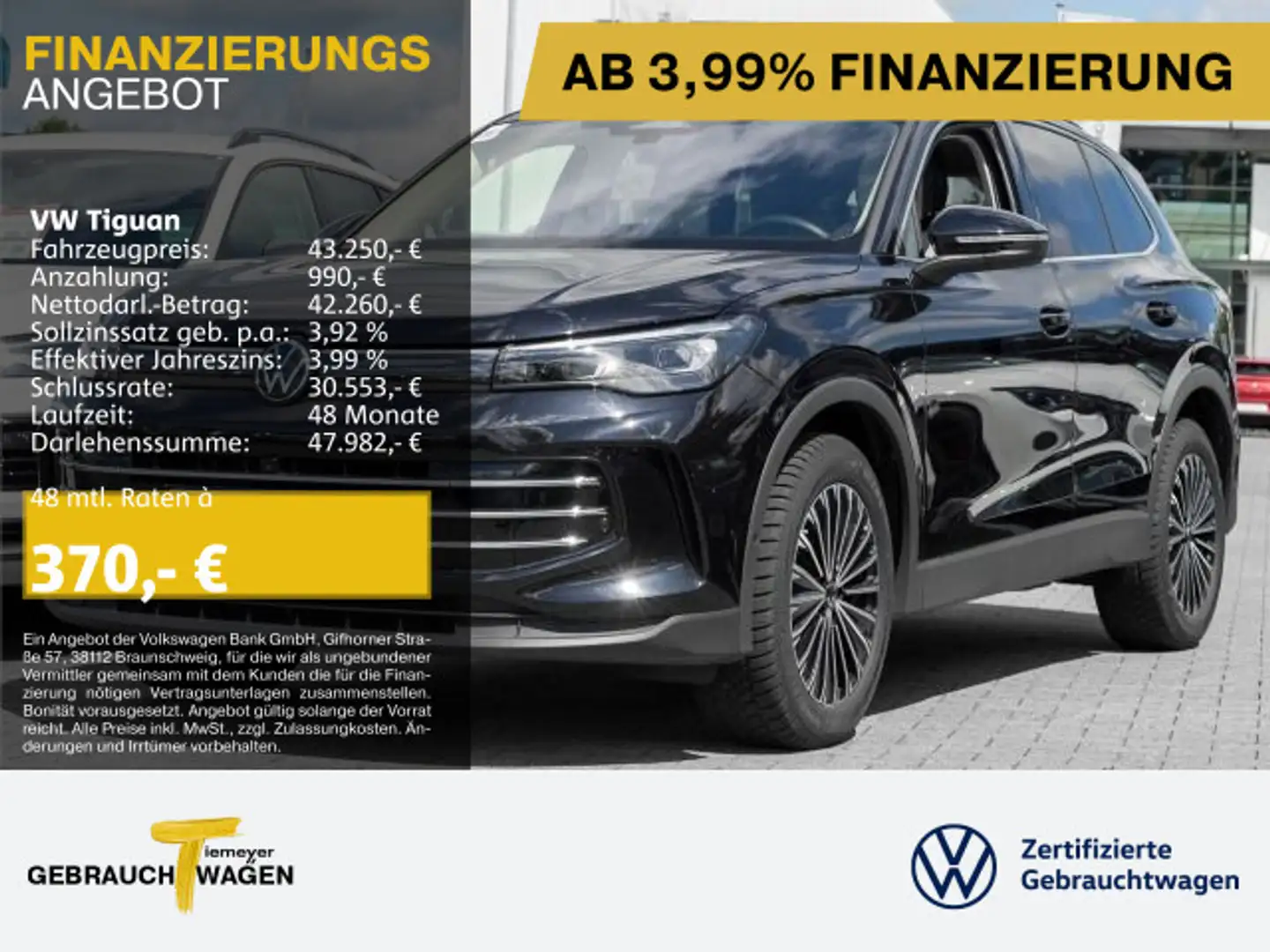 Volkswagen Tiguan 2.0 TDI DSG ELEGANCE NEUES MODELL PANO AH Schwarz - 1