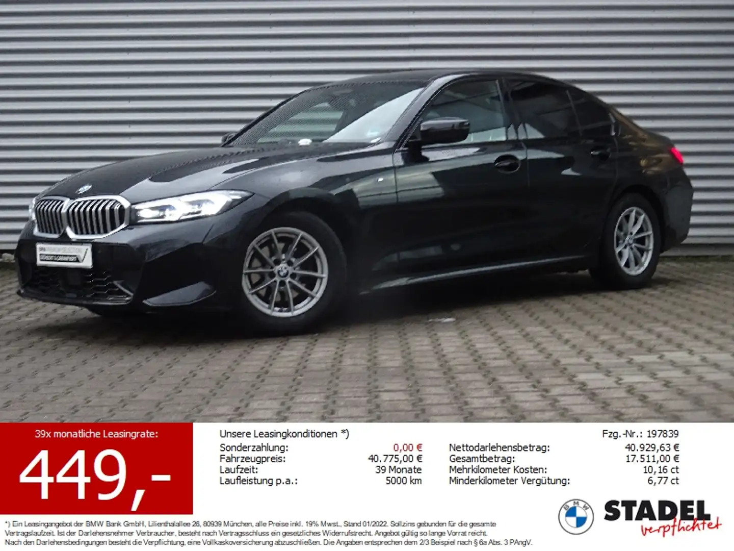 BMW 320 d Lim. M Sport ACC HuD HiFi Parkassist Kamera Noir - 1