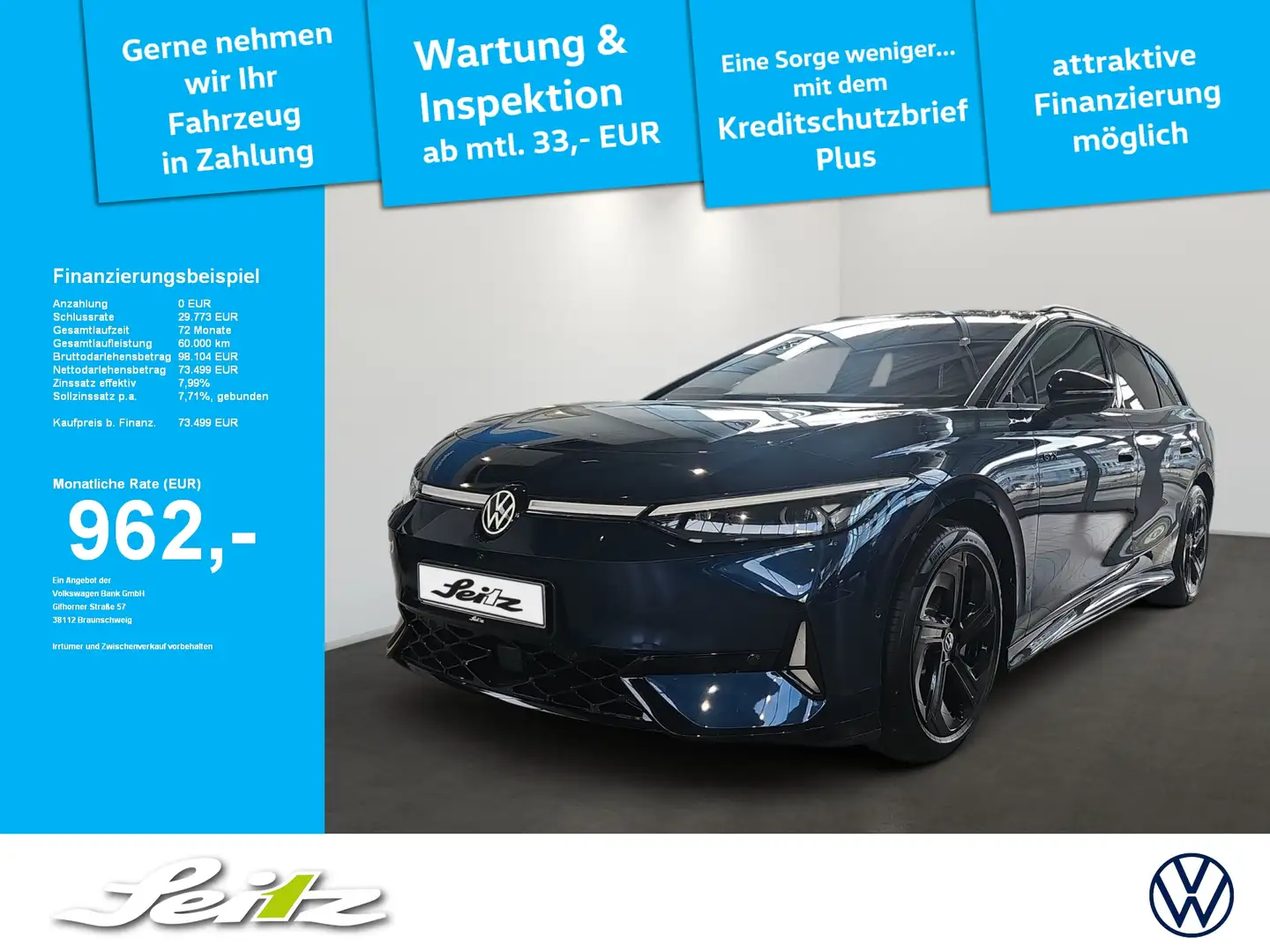 Volkswagen ID.7 Tourer 4M GTX *PANO*AR-HEAD-UP*NAVI*SITZH* Blu/Azzurro - 1