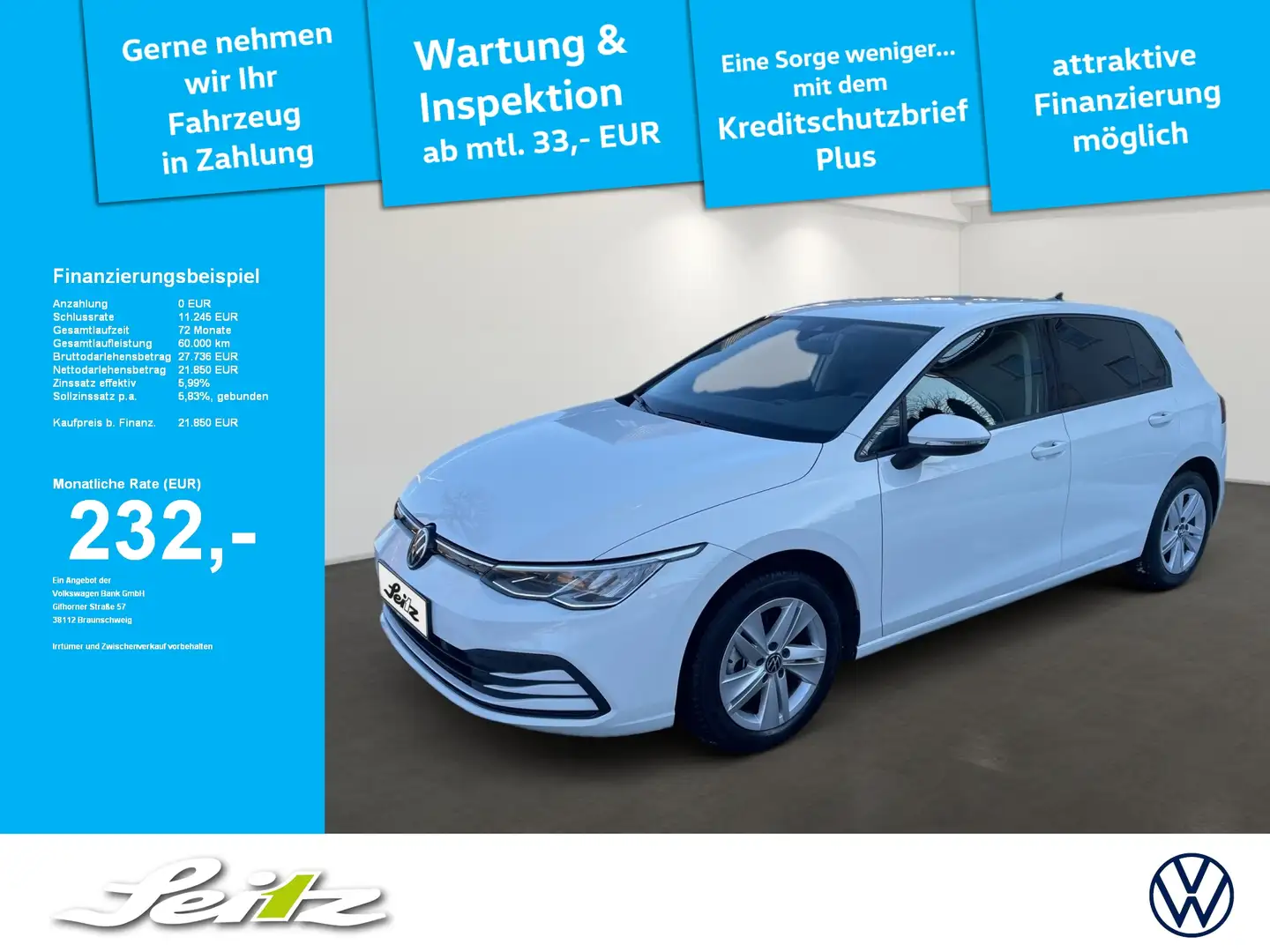 Volkswagen Golf VIII 1.0 TSI Life *LED*KAMERA*NAVI*SITZH* Blanc - 1