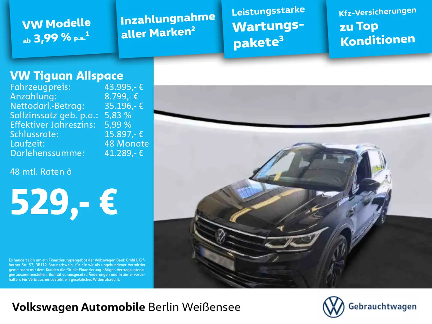 Volkswagen Tiguan Allspace 2.0TSI R-Line 4Motion*AREA*PANO* Schwarz - 1