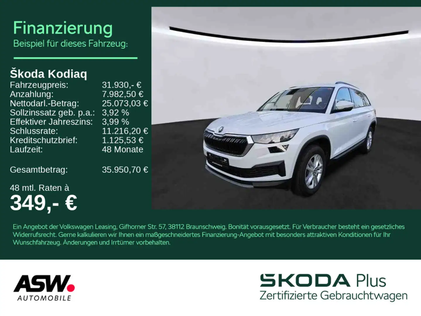 Skoda Kodiaq Ambition 1.5 TSI DSG LED Navi RFK AHK 7-S Weiß - 1
