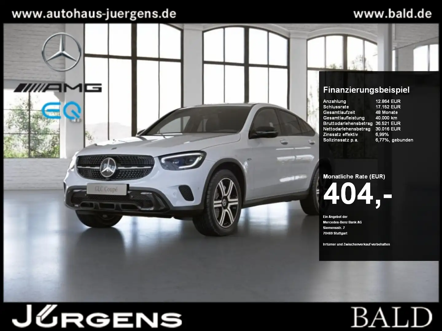 Mercedes-Benz GLC 300 e 4MATIC Coupé +MBUX+SHD+AHK+Night+360 Weiß - 1