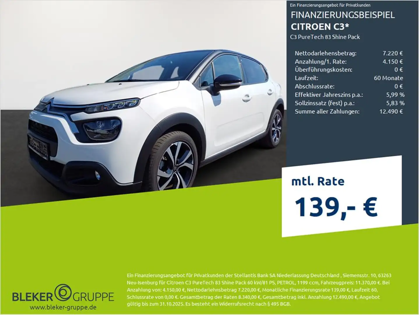 Citroen C3 C3 PureTech 83 Shine Pack Weiß - 1