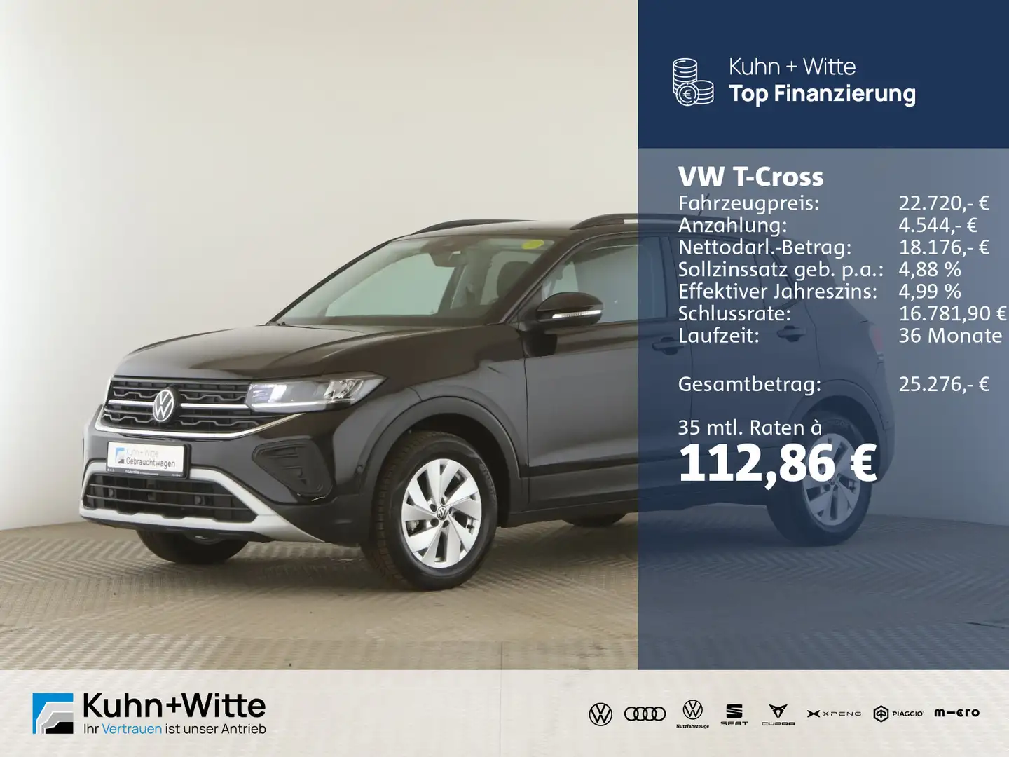 Volkswagen T-Cross 1.0 TSI Life *AHK*LED*PDC*SHZ*Navi*Apple Schwarz - 1